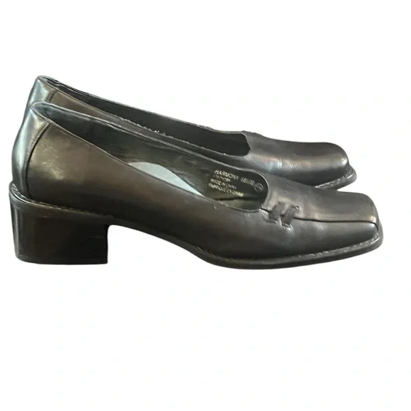 π¨πππππππ πππππ¨ππππ πππππππ Black leather Low Kitten Block heel - Picture 1 of 4